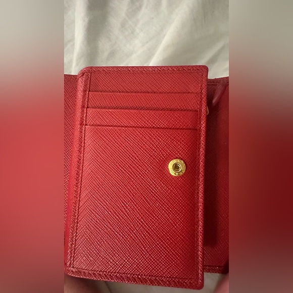 Prada Red Plaque Logo Trifold Wallet - Picture 7 of 10